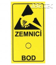 Lepiace štítky - zemniaci bod s ESD symbolom, 43x25mm, 18ks/list