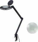 OEM CO - Stolná lupa s LED osvetlením, čierna, 127mm, svorka, 8D, 3x